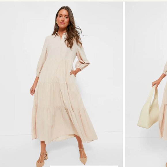 TUCKERNUCK Pomander Place Sandstone Mabel Maxi Dress large l beige tan long slee - Picture 1 of 6